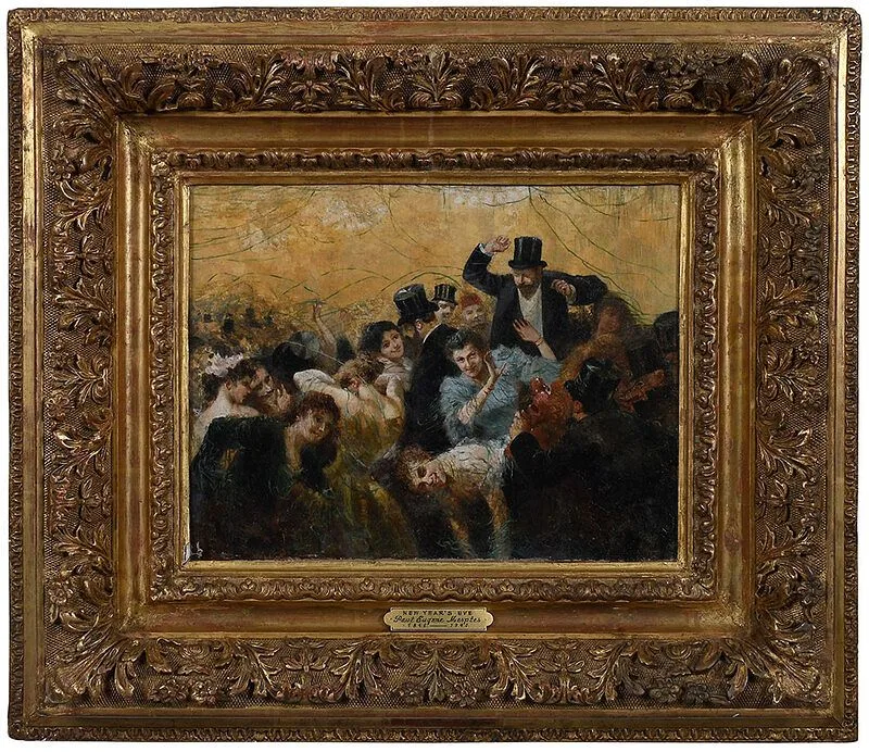 Paul EugŠne Mesples, New Year's Eve, oil on canvas