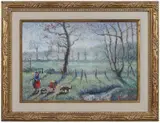 Hughes Claude Pissarro, Gathering by a Stream