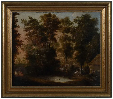 Landscape with a Pond by a Cottage by Thomas Gainsborough, oil on canvas, sold Oct 2020