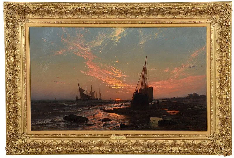 Sailing at Sunset by Mauritz de Haas, oil on canvas, sold Oct 2020
