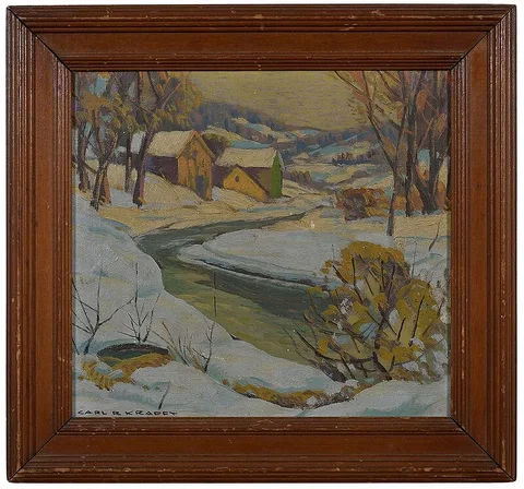 Carl Krafft, Winter Scene, oil on board