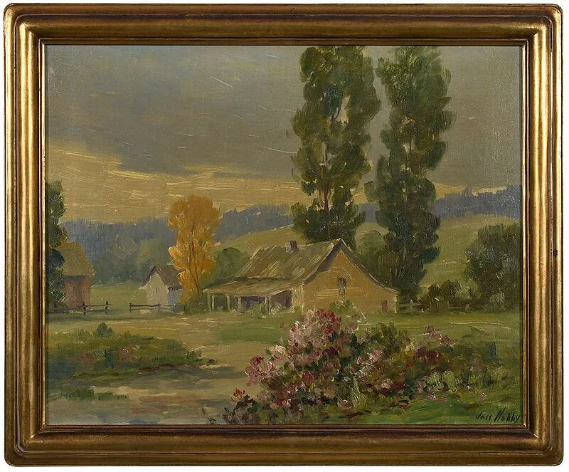 Jesse Carl Hobby, Illinois Landscape, oil on canvas