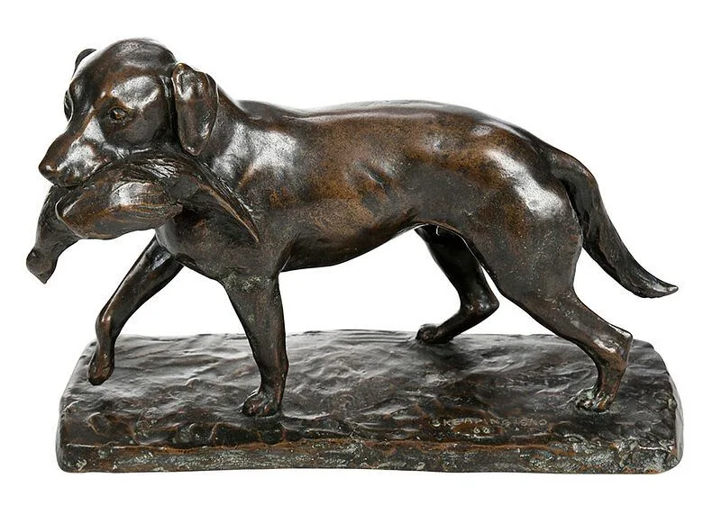 Retriever with Pheasant by John Skeaping, 1968, patinated bronze, sold Oct 2020
