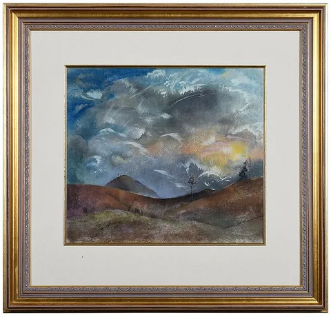 Landscape with Sunrise by Will Henry Stevens, pastel on paper, offered Oct 2020