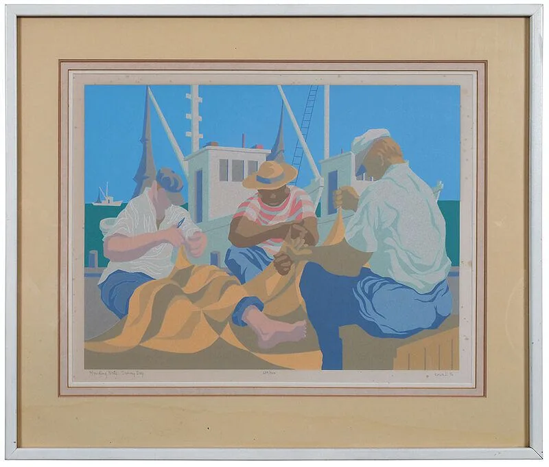 Claude Howell, Mending Nets: Summer Day, 239/300, serigraph
