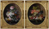 Severin Roesen, A Pair of Paintings: Still Life with Fruit and Still Life with Flowers,ÿ still life with fruit signed lower left "Roesen