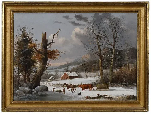 George Henry Durrie, Gathering Wood for Winter, New Haven, 1855, oil on canvas