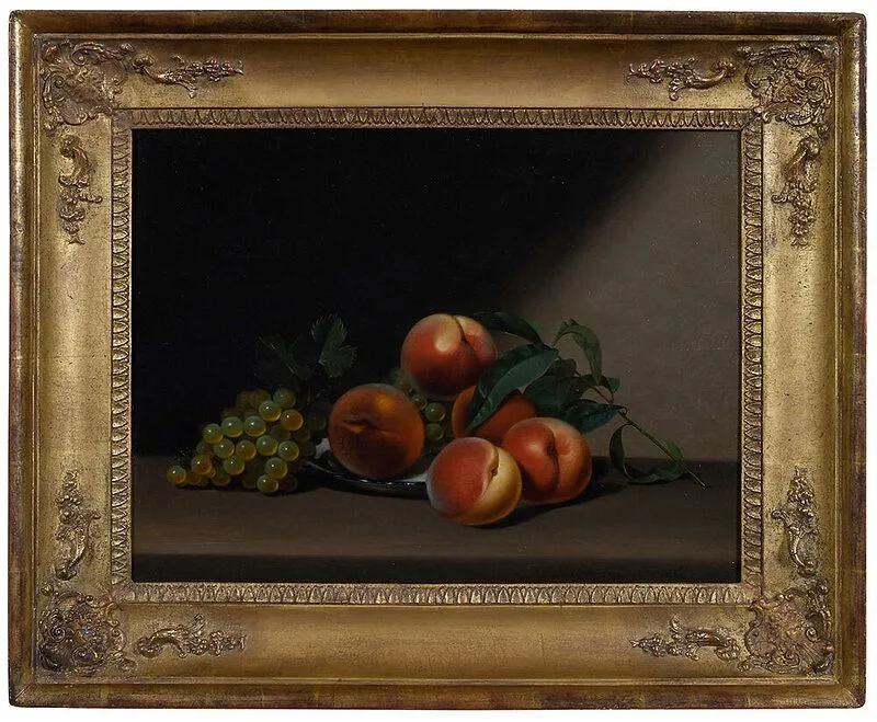 Raphaelle Peale, Still Life with Peaches and Grapes, 1822, oil on panel