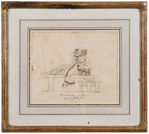 George Cooke, Bacchanalian group from a fictive vase, illustration for Thomas Hope, Costumes of the Greeks and Romans, New York: Dover Publications, 1812, ink on laid paper