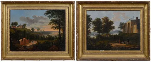 Victor de Grailly, Two Views of Mt. Vernon: Washington's House, oil on canvas