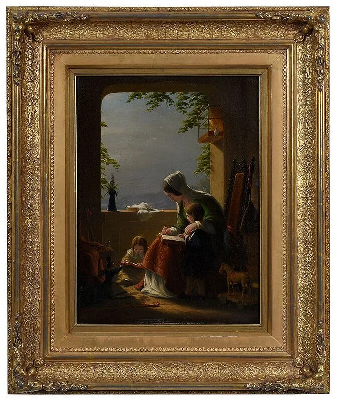 Robert Walter Weir, Mother's Lessons, Amalfi, 1857, oil on panel