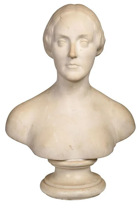 Chauncey Ives, Sarah Amelia Day Loder (1829-1902) of Mianus, Connecticut, circa 1850, with marble socle
