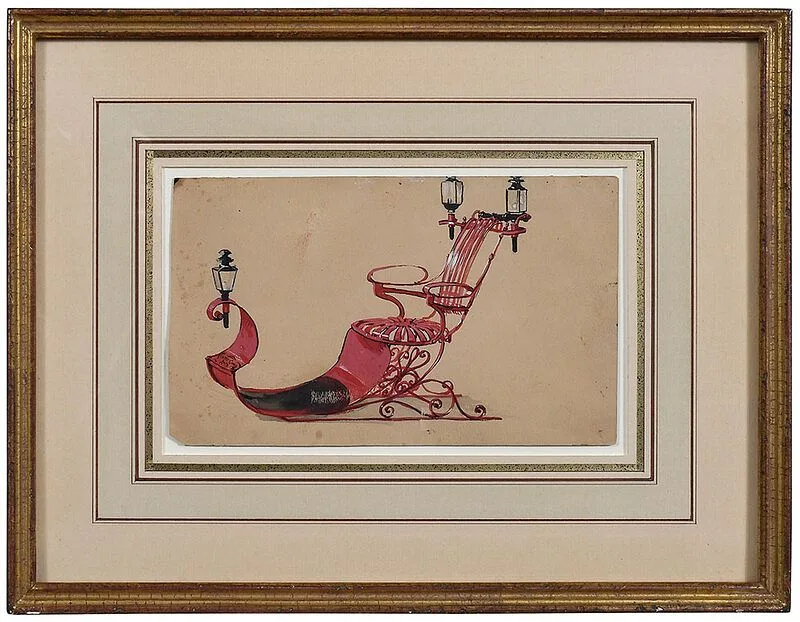 Conrad Wise Chapman, The Red Sleigh, watercolor