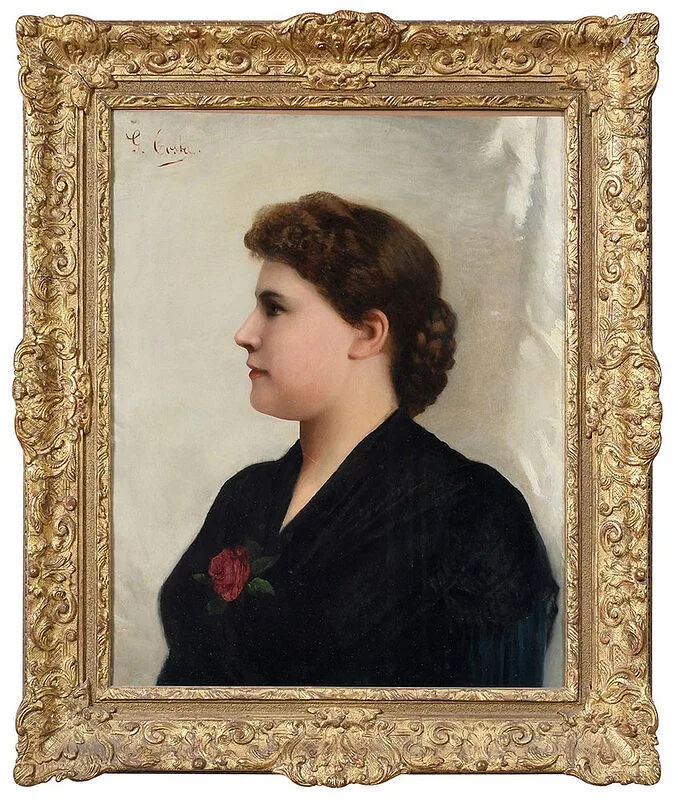 Giuseppe Costa, Profile Portrait of an Italian Beauty, oil on canvas