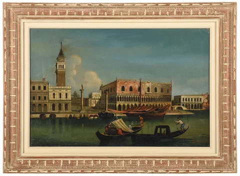 Canaletto, View of St. Mark's Square from the Punta della Dogana, Venice, spurious signature lower right "C.W. Hawthorne", 19th century, oil on canvas