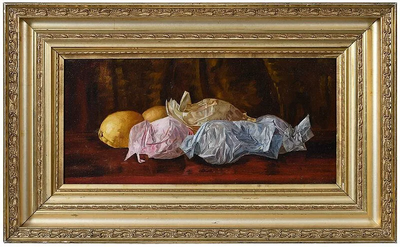 Wrapped Lemons by Nellie Strobridge, oil on canvas, offered Aug 2020