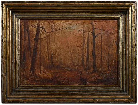 Jervis McEntee, Forest Interior, Autumn, oil on canvas