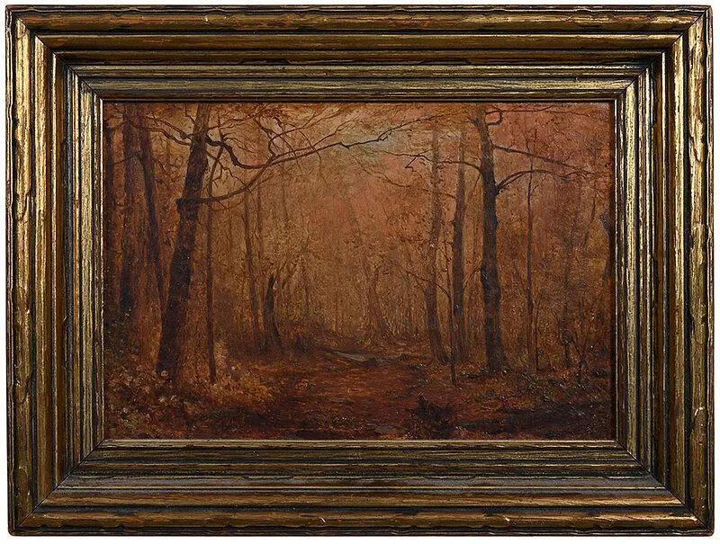 Forest Interior, Autumn by Jervis McEntee, oil on canvas, sold Aug 2020