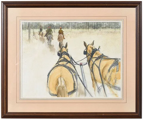 Henry Koehler, Wagon View, 1989, charcoal and oil wash on paper