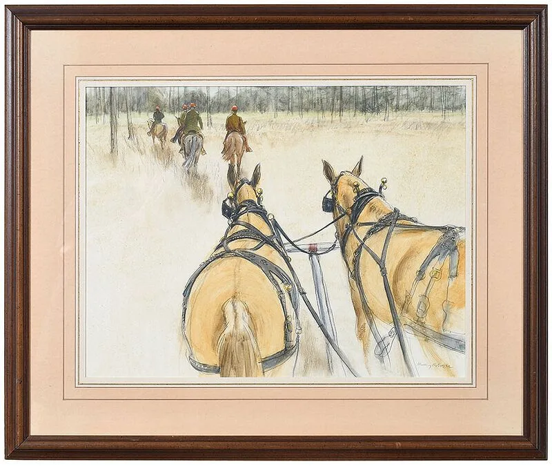 Henry Koehler, Wagon View, 1989, charcoal and oil wash on paper