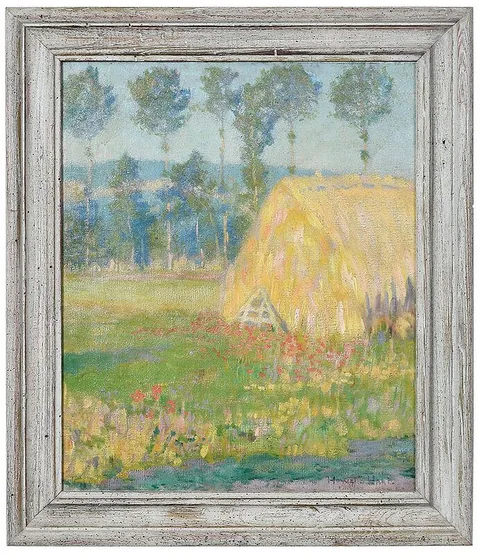 Haystack and Poppies by William Howard Hart, oil on canvas, sold Aug 2020