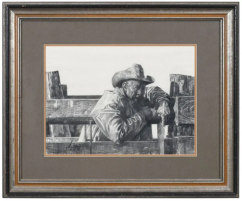 Gordon Snidow, The Rancher, 1973, pencil on paper