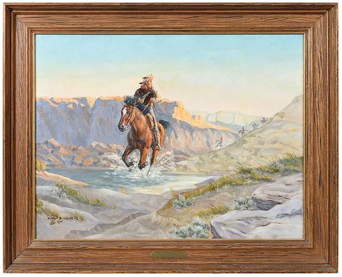 Byron B. Wolfe, Pony Express, California Bound, oil on canvas