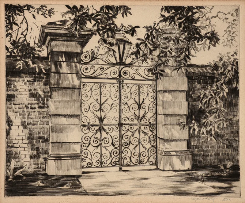 Sword Gate by Alfred Heber Hutty, etching on paper, sold Aug 2020