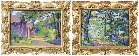 Two landscapes by Emma S. Gilchrist, oil on board, sold Aug 2020