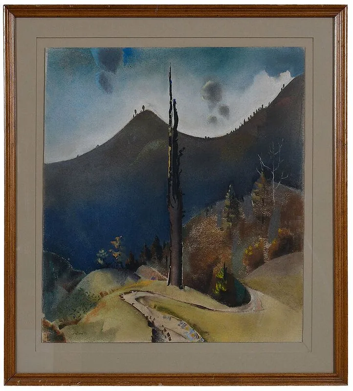 Landscape with Tree by Will Henry Stevens, pastel on paper, sold Aug 2020