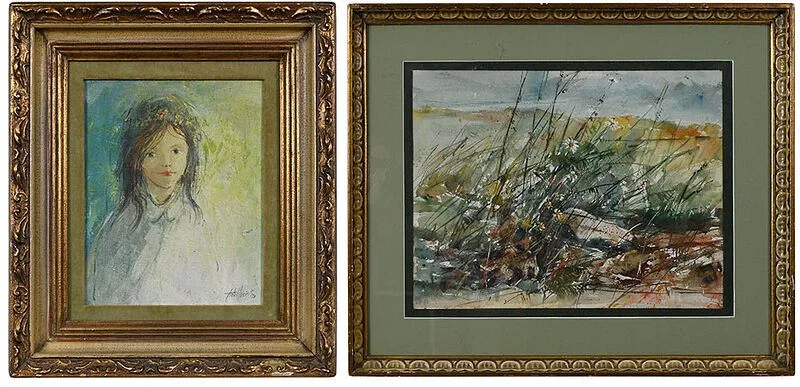 Anton Weiss, Two works: Wildflowers, watercolor and gouache on paper