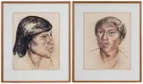 William Melton Halsey, Two Maya Portraits, each signed "Halsey