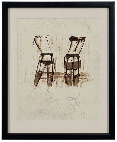 Untitled by Bernard Buffet, ink on B.F.K. Rives paper, sold Aug 2020