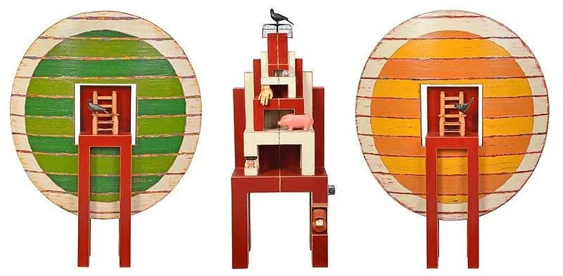 Randy Shull, Two in a Bush (three piece installation), 2000-2001, acrylic and ceramic