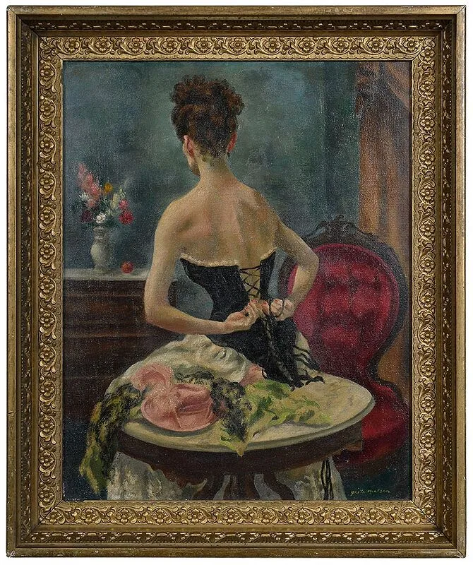 Woman Dressing by Greta Wilhelmina Matson, oil on canvas board, sold Aug 2020