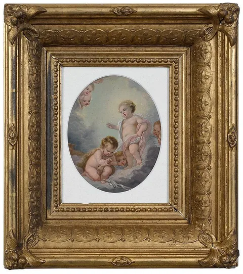 François Boucher, Christ Blessing Saint John the Baptist, oil on card