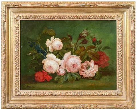 Edwin Steele, Still Life of Roses, oil on paper on board