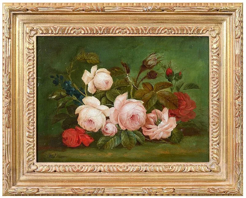 Edwin Steele, Still Life of Roses, oil on paper on board