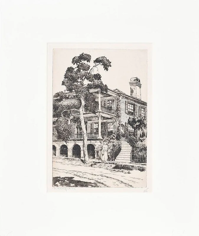 In Beaufort SC by Walter R. Locke, etching, sold Jul 2020