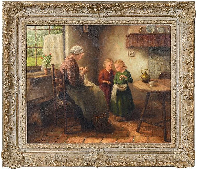 A. J. van Eybergen, Sharing Fruit, oil on canvas