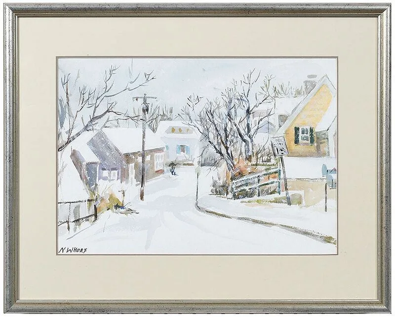Nancy Whorf, Winter in Provincetown, watercolor on paper