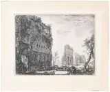 Giovanni Battista Piranesi, Veduta degli Avanzi della Circonferenza delle antiche Fabbriche di una delle Piazze della Villa Adriana.. from Vedute di Roma (Views of Rome), state II/IV with "120" and "XXX" lower right in plate (H.132)