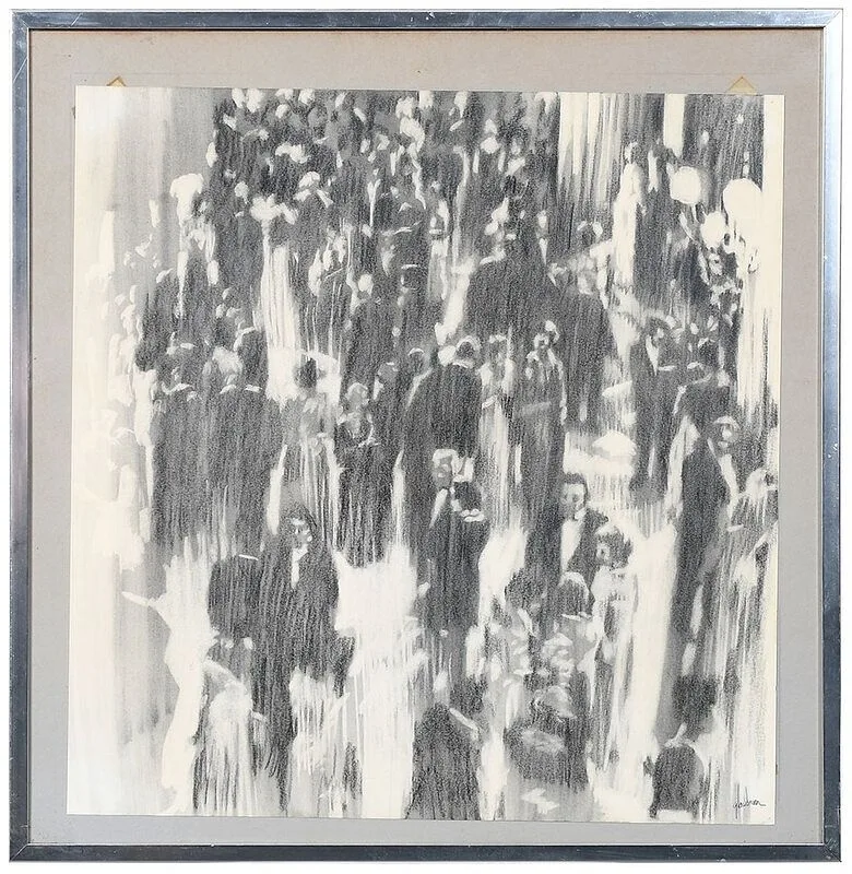 Edna Glaubman, Formal Event, charcoal on paper