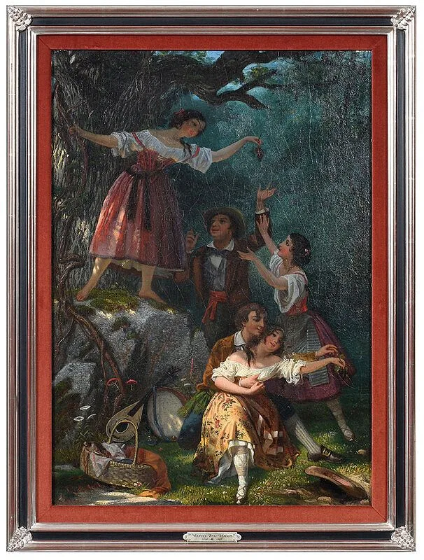 The Frolic by Samuel Waugh, 1862, oil on canvas, sold Jul 2020