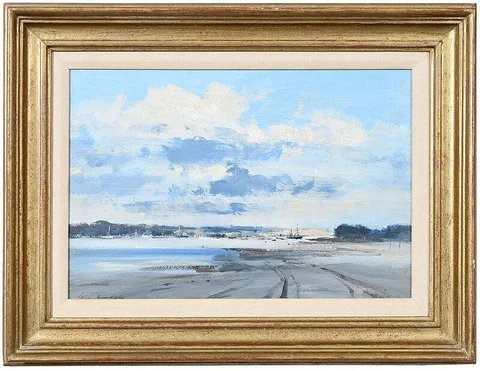 Ian Houston, Low Tide on the Orwell, England, oil on Masonite