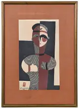 Kiyoshi Saitō, Haniwa no. 5, sosaku-hanga movement