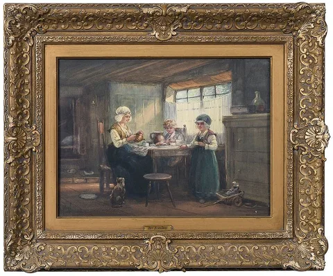 Francis Vreeland, Pouring Tea, watercolor on paper