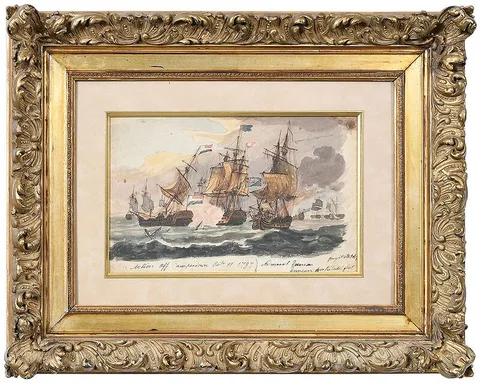 Thomas Whitcombe, Action Off Camperdown, October 11, 1797, watercolor on paper
