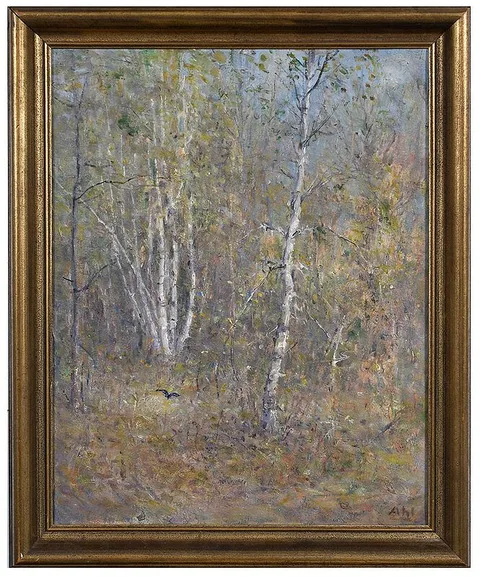 Henry Hammond Ahl, Birch Trees, oil on canvas