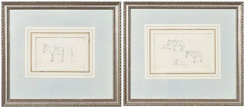 Samuel Howitt, Two Studies of Donkeys, pencil